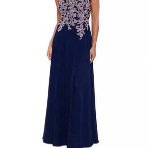 Elegant Navy Blue Evening Gown